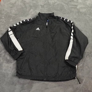 Adidas Team Jacke Herren Medium schwarz weiß Mesh gefüttert Windbreaker Laufen LESEN - Bild 1 von 8