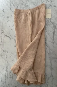 Nwt Emile et Ida Paris Cotton Crop Lounge Pants Peach Pink 10 12 Soor Ploom Mabo - Picture 1 of 6