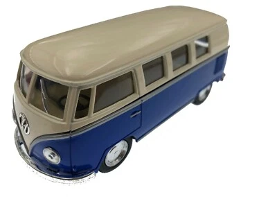 5" Kinsmart VW 1962 Volkswagen Bus Van Ivory Top Diecast Model Toy 1:32 Blue - Image 1 of 4