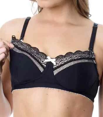 Hotmilk Nursing Bra Show Off Black Size 32C Non Wired Drop Cup Feeding Maternity - Image 1 of 4
