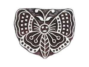 Butterfly Stamp 5.9cm x 4.9cm Indian Hand Carved Wooden Printing Block Stamp - Picture 1 of 3