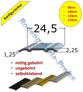 24,5mm •90-170cm •ALU Übergangsprofil Abschlussprofil •gebohrt, selbstklebend - Bild 1 von 15