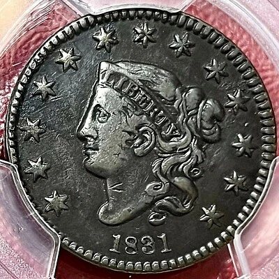 PCGS VF-35! 1831 "MEDIUM LETTERS" LARGE CENT NEWCOMB N-4 - Image 1 of 3