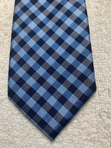 CLASS CLUB BOYS TIE NAVY BLUE BLUE GRAY PLAID 2.75 X 53 - Picture 1 of 4
