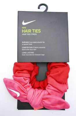 Paquete de 2 corbatas para el cabello Nike cola de caballo rojas universitarias/punche caliente/blanco Foto 1 de 2