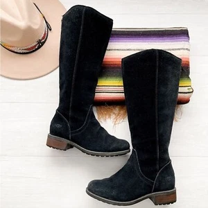 UGG Australia Seldon Boots Suede Leather Tall BLACK Winter Snow Boots Size 6.5 - Imagen 1 de 12