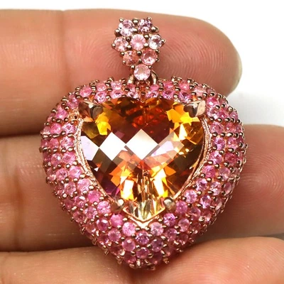 Broche/colgante Giff For Her plata de ley 925 topacio naranja azótico y zafiro Foto 1 de 4
