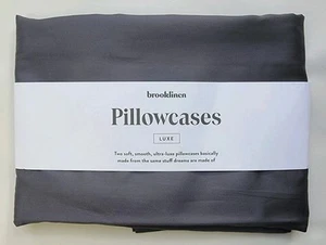 Brooklinen Luxe Pillowcases Graphite Sateen Standard Size Set of 2 Modern NIB - Imagen 1 de 6