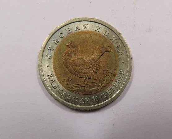 Russia USSR Bi-metal 50 Rubles Coin 1993 Caucasian Grouse SCARCE Nice UNC - Image 1 of 2