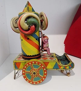 Vintage Tin + Celluloid Wind-Up Rajputana Musical Cart, Kuramochi (CK), Japan - Picture 1 of 8