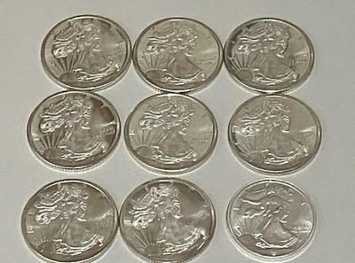 Lot of 9 Walking Liberty 1/10 oz Silver Round (New) GSM ~ UNC BU - Image 1 of 2