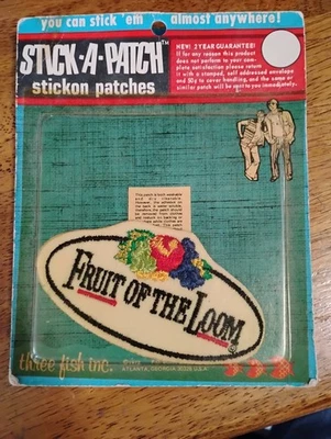 NOS Vintage 1972 Three Fish Inc Fruit of the Loom  Sew on Patch Rare!!! Stickon - Image 1 of 2