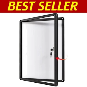 Lockable Magnetic Bulletin Board with Acrylic Door - 26x20 Inches, Black Frame - Picture 1 of 11