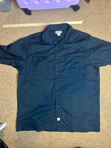Carhartt Short Sleeve Twill Work Shirt Mens Size 2XL Navy Double Pocket Regular - Picture 1 of 7