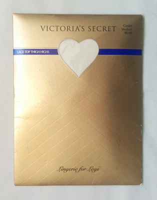 Medias hasta el muslo Victoria’s Secret de encaje - crema talla mediana Foto 1 de 2