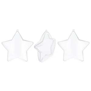 Set of 3 Clear Plastic Star Ornaments 3.25 Inches (83 mm) - Picture 1 of 5