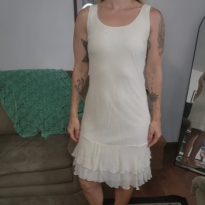 Vestido midi vintage de seda con volantes talla 12 de Jonathan Martin Foto 1 de 3