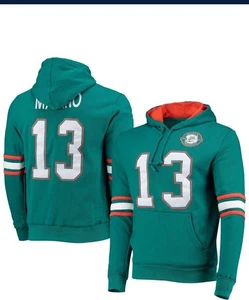 Mitchell & Ness Dan Marino Miami Dolphins Aqua Silver Season Pullover Hoodie XL - Picture 1 of 13