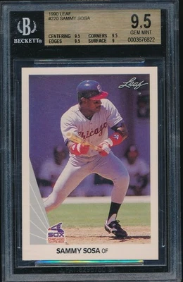 ⚾ Sammy SOSA RC Rookie BVG 9.5 1990 Leaf #220 Mint - Image 1 of 2