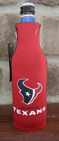 Houston Texans Licensed NFL Bottle Koozie Zipper Football Beer huggie cooler Cover