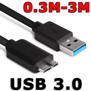 SuperSpeed USB 3.0 Micro B Hard Drive Cable For Seagate WD Toshiba PC Camera - Picture 1 of 6