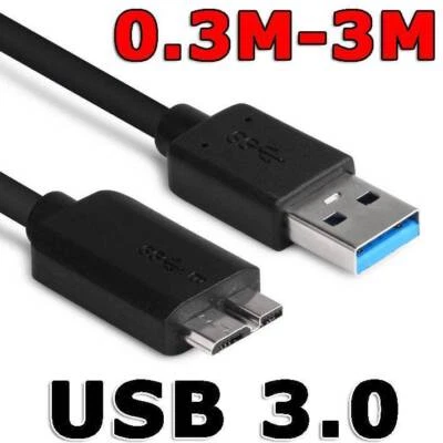 SuperSpeed USB 3.0 Micro B Hard Drive Cable For Seagate WD Toshiba PC Camera - Image 1 of 4
