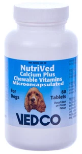 NutriVed Calcium Plus Chewable Tablets for Dogs - 60 Chewable Tablets - Picture 1 of 3