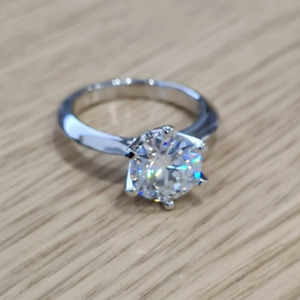14k White Gold 1.3CT Round Cut Lab Grown Diamond Solitaire Wedding Women's Ring