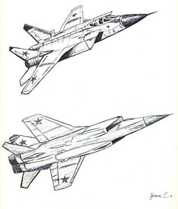 airplane drawing Ink ballpoint mig-31 foxhound 