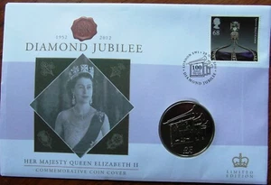 2012 The Queen's Diamond Jubilee Coin Cover £5 Jersey Queen Mary Crown PNC - Picture 1 of 4