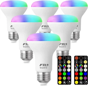 R20 Color Changing Light Bulb with Remote Control BR20 LED Dimmable RGB Colored - Picture 1 of 1
