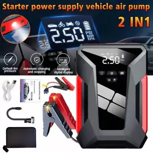 Car Jump Starter, Air Pump, 10000mAh Portable Tire Inflator With Liquid Crystal - Picture 1 of 6