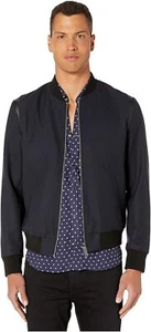 THE KOOPLES Leather Detail Blended Blue Rock-style Wool Jacket Size XL NWT $495 - Picture 1 of 8