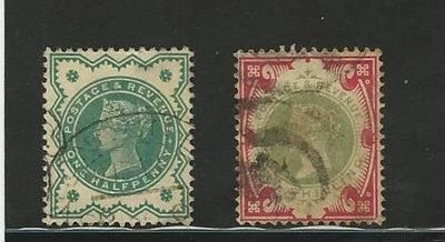 Great Britain: 1900; Scott 125-126, used, cat +150. EBGB038 - Image 1 of 2