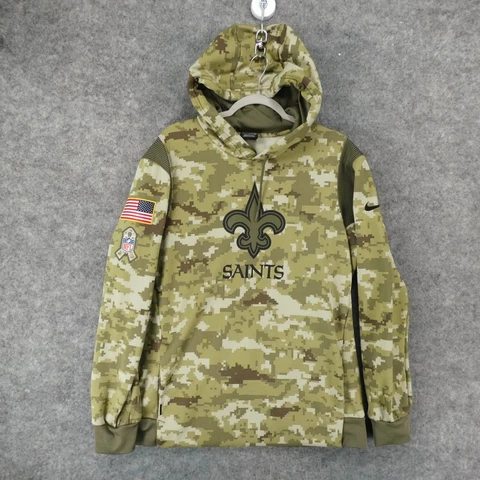 NFL New Orleans Saints Sweatshirt NFL Onfield Nike Men Large Hoodie Green Camo Cover