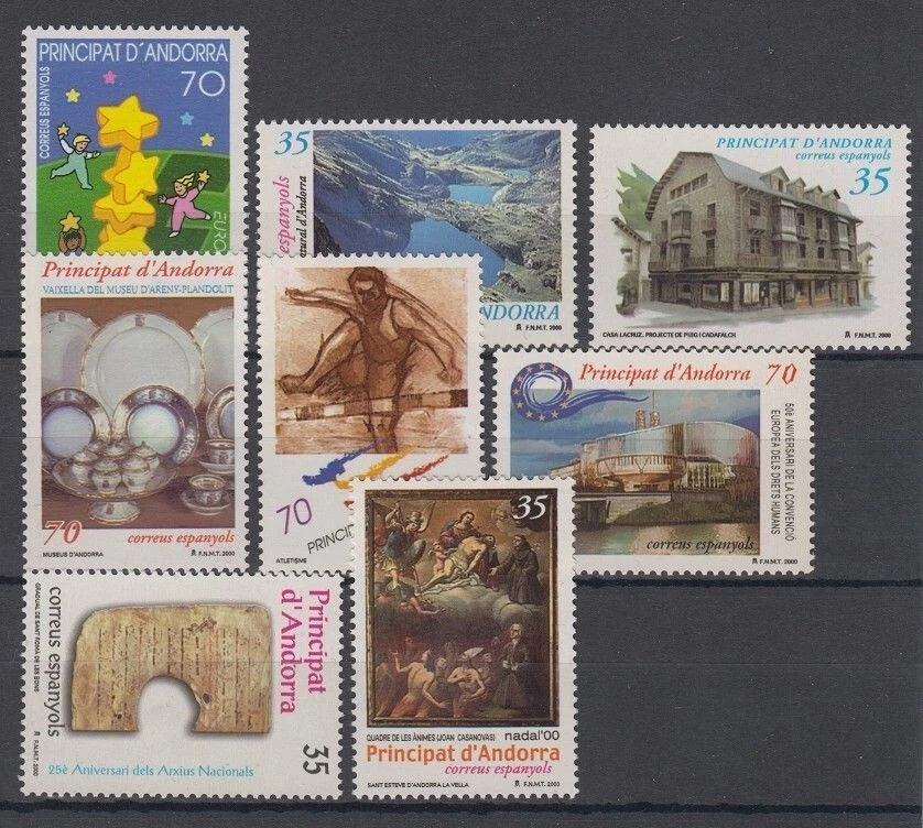 ANDORRA ESPAÑOLA 2000 AÑO COMPLETO NUEVO MNH ESPAÑA - EDIFIL 276-283