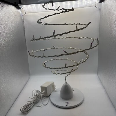 Vtg IKEA STRALA TABLE LAMP Spiral Bouncing Christmas Tree White Red Lights 18” Foto 1 de 4