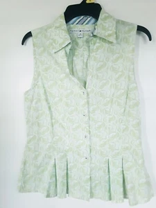 Tommy Hilfiger womens  Green sleeveless button up tank top shirt 10 - Picture 1 of 3