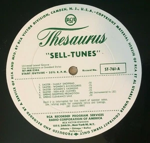 RCA Thesaurus LP Radio Commercials Jingles Easter Bowling Lanes Carload Sale VG+ - Picture 1 of 3