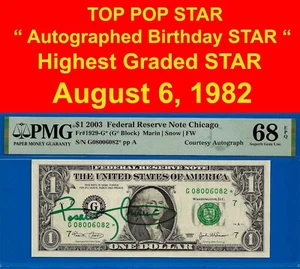 2003 $1 FRN courtesy autograph birthday star PMG 68EPQ top pop highest graded - Picture 1 of 4