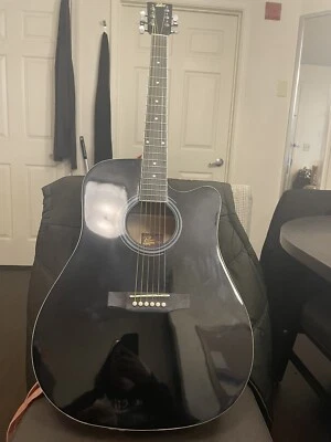 Rogue RA-110D-CE Dreadnought Cutaway Acoustic-Electric Guitar Black - Image 1 of 4