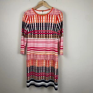 Eliza J Shift Dress Knee Length Pink Size UK 10 3/4 Sleeves Elastic Stretchy - Picture 1 of 7