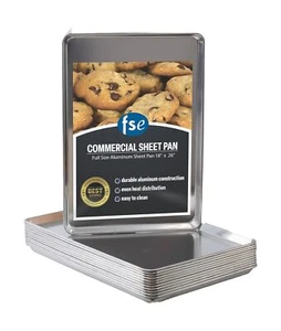 FSE Commercial Sheet Pan, Full Size, 16-Gauge, Aluminum Bun Pan, 18" L x 26" ... - Picture 1 of 6
