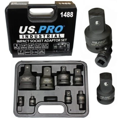 8pc IMPACT SOCKET ADAPTOR SET by US PRO INDUSTRIAL 1/4" 3/8" 1/2" 3/4" Drive - Image 1 of 4