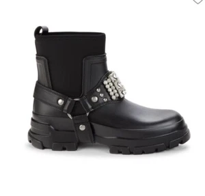 KARL LAGERFELD Rylie Crystal Stud Lug Biker Boots 8 Left Shoe Only Amputee NEW - Picture 1 of 1