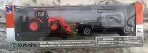 Kubota 1/43 Scale M5-111 Tractor And Chevy Pickup & Trailer New Ray SS-34213 NIB - Picture 1 of 7