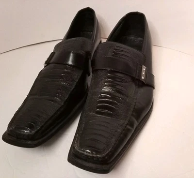 Ferro Aldo Mens Size 10 Black Dress Shoes Dragon Elevated Tips Casual Formal  - Image 1 of 4