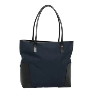 Salvatore Ferragamo Tote Bag Canvas Navy Silver Auth bs18544 - Picture 1 of 22