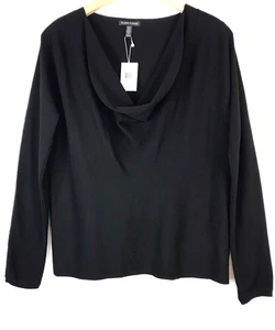$268 Eileen Fisher Para Mujer XS Negro Lana Cuello Corpeado Suéter Top NUEVO - Imagen 1 de 7