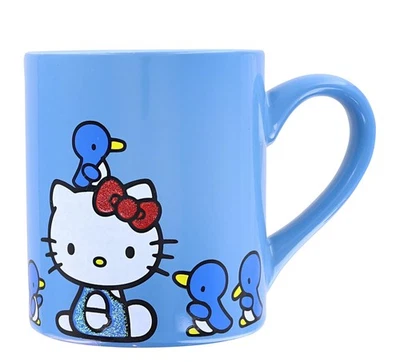 Sanrio Hello Kitty 蓝色闪亮陶瓷马克杯 | 可容纳 14 盎司 — 第 1/4 张图片